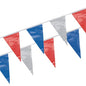 The PAPSTAR pennant chain, weatherproof foil of PAPSTAR GmbH consists of red-white-blue triangular pennant flags on a string - perfect for outdoor events and decorations.