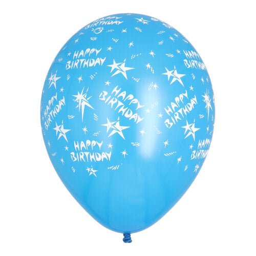 A colorful 10-pack of PAPSTAR balloons "Happy Birthday" (Ø 29 cm) from PAPSTAR GmbH, ideal for birthday decoration, in various colors and with festive prints.