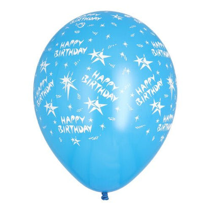 A colorful 10-pack of PAPSTAR balloons "Happy Birthday" (Ø 29 cm) from PAPSTAR GmbH, ideal for birthday decoration, in various colors and with festive prints.
