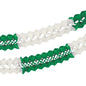 Two PAPSTAR large room garlands (paper, flame retardant, Ø 16 cm · 10 m) from PAPSTAR GmbH are depicted with a green-white, alternating zigzag pattern and are therefore ideal as decoration against a simple white background.