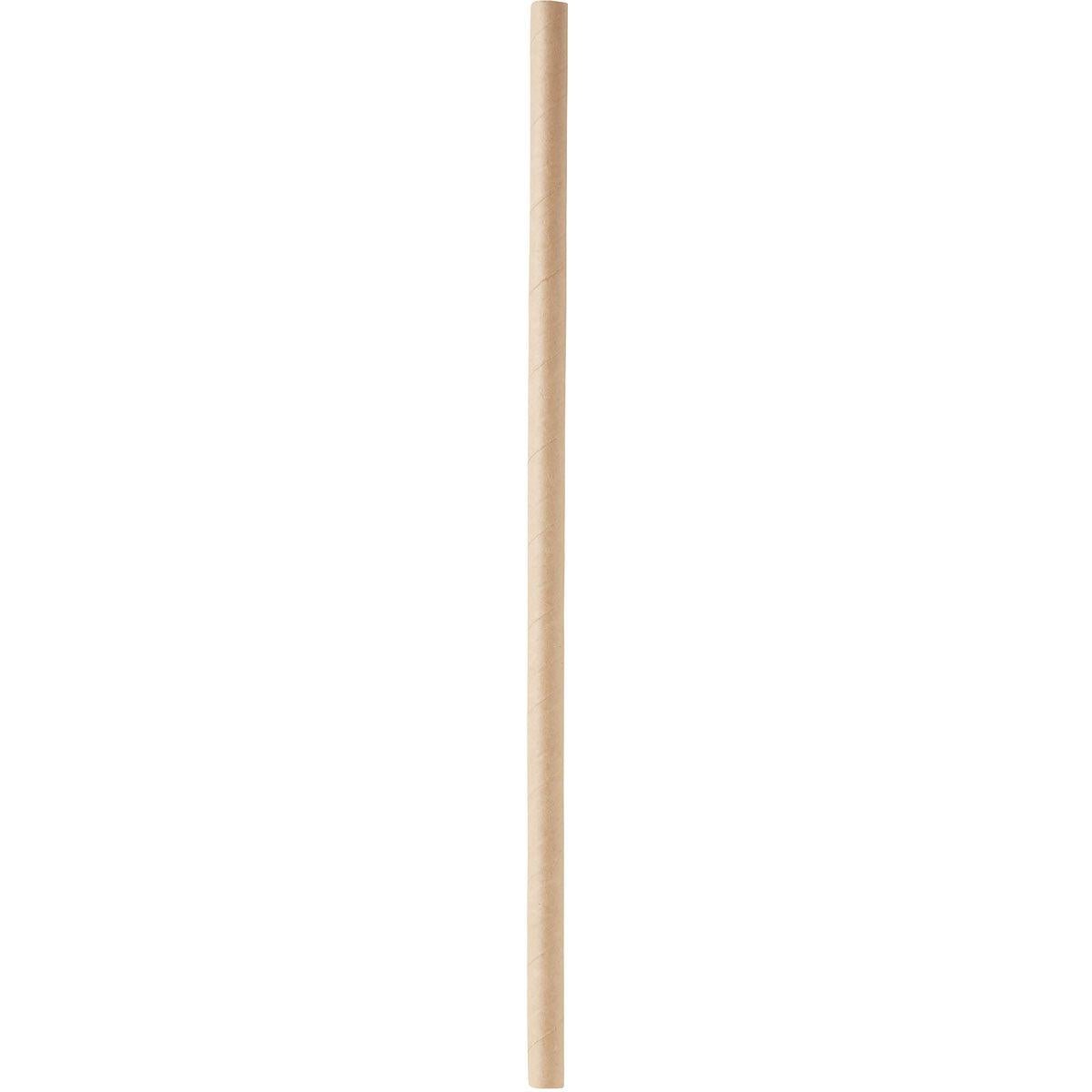 A tall, cylindrical roll of solid brown craft paper from Duni GmbH (Straw made from FSC® paper ø 8 mm, 230 mm | Pack of 100 pieces) stands upright on a white background - perfect for crafting environmentally friendly straws.