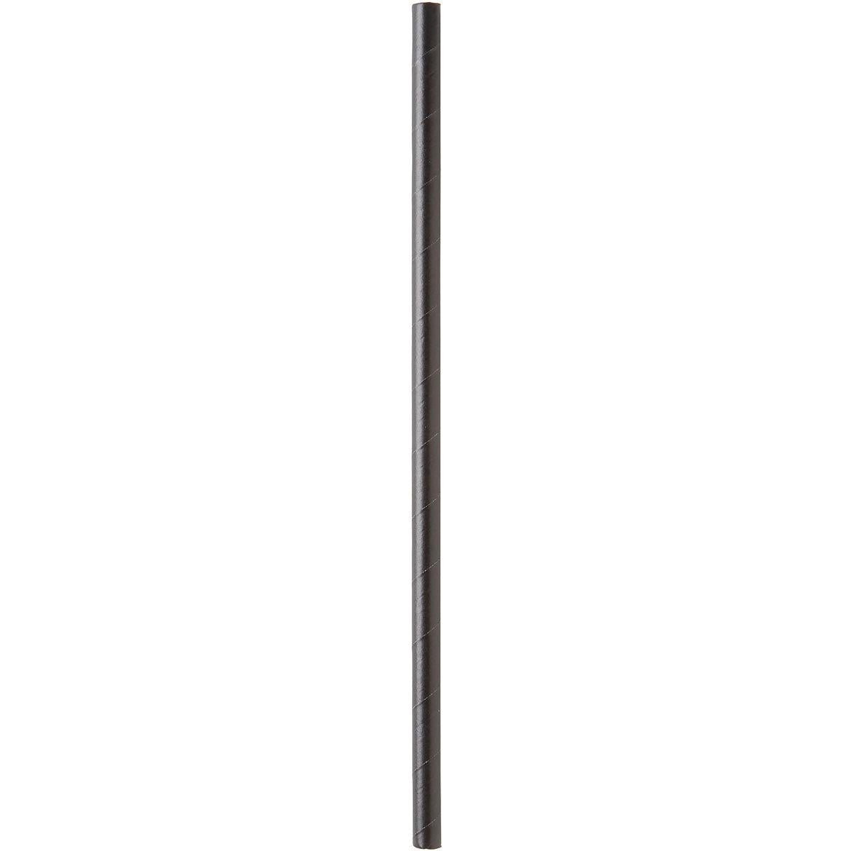 A close-up of a vertical, cylindrical rod with a smooth surface and horizontal lines, similar to the Duni GmbH straw made of FSC® paper, 6 mm x 230 mm, black, pack (200 pieces).