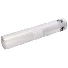 A roll of EMIL DEISS KG (GmbH + Co.) DEISS 19302 - 800x1000x0.05 mm transparent garbage bags (25 pieces) with a white label in the middle, depicted on a plain white background.