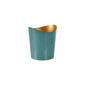 The metal candle holder, Ripple Ocean Teal by Duni GmbH, with its asymmetrical edge and gold-colored interior, adds a stylish accent as a decorative home accessory against a simple white background.