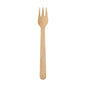 The Silva 185 mm fork from Duni GmbH is a biodegradable, waxed wooden fork with three prongs, pack of 100 pieces, environmentally friendly and photographed on a white background.