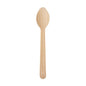 The Silva 185 mm spoon by Duni GmbH, made of waxed natural wood with a flat handle and round bowl, is shown standing upright against a white background. Package: 100 pieces.