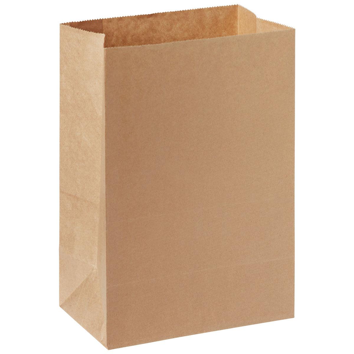The Duni GmbH Take-Away bag without handles made of FSC brown paper (180x110x265 mm) stands empty with an open top on a white background. The eco-friendly packaging shows sharp edges and smooth sides. Package: 500 pieces.