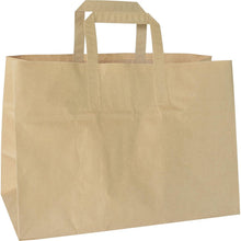 A take-away bag brown paper FSC 360x170x257 by Duni GmbH stands empty and upright on a white background. The eco-friendly carrier bag made of FSC-certified paper with two flat handles shows visible creases. Package: 200 pieces.