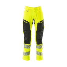 Pants with knee pockets, ULTIMATE STRETCH pants, hi-vis yellow/black