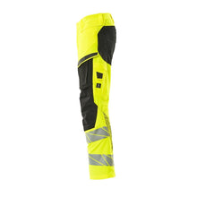 Pants with knee pockets, ULTIMATE STRETCH pants, hi-vis yellow/black