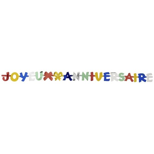 The PAPSTAR greeting chain 1.9 m "Joyeux Anniversaire" from PAPSTAR GmbH with colorful letters as festive birthday decoration, perfect for birthdays and celebrations. Delivered in a single pack.