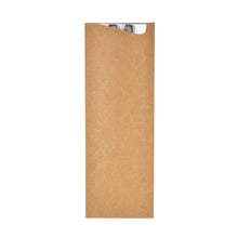 The sleeve SACCHETTO EcoEcho 250x85 mm from Duni GmbH made of eco-friendly kraft paper contains metal cutlery with open handles at the top and is depicted on a plain white background. The package contains 350 non-sealable sleeves.