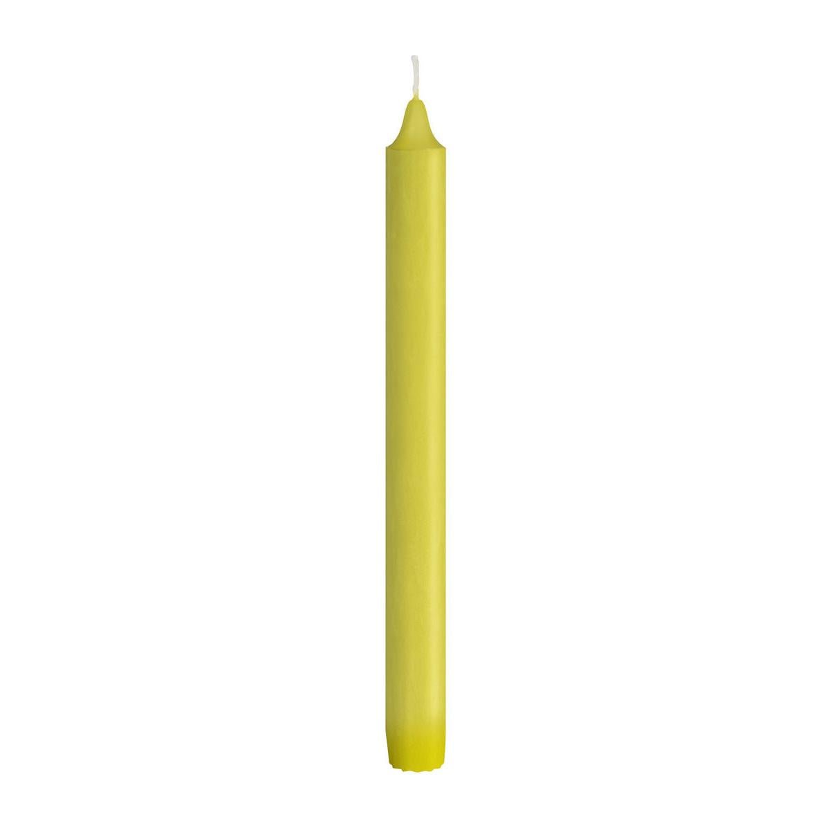 A single crown candle 100% stearin from Duni GmbH (9h burn time, 250 x 22 mm) with a white wick stands upright against a plain white background.