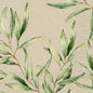 Watercolor leaf motif with green, leafy branches on a beige dotted background, ideal for Duni GmbH cellulose napkins 33 x 33 cm 3-ply 1/4 fold leaves (250 pieces).
