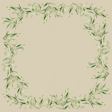 The Dunicel table covers 84 x 84 cm Foliage by Duni GmbH offer a square frame of watercolor green leaf branches and a light beige center, ideal for an elegant table decoration. Each package contains 20 pieces.