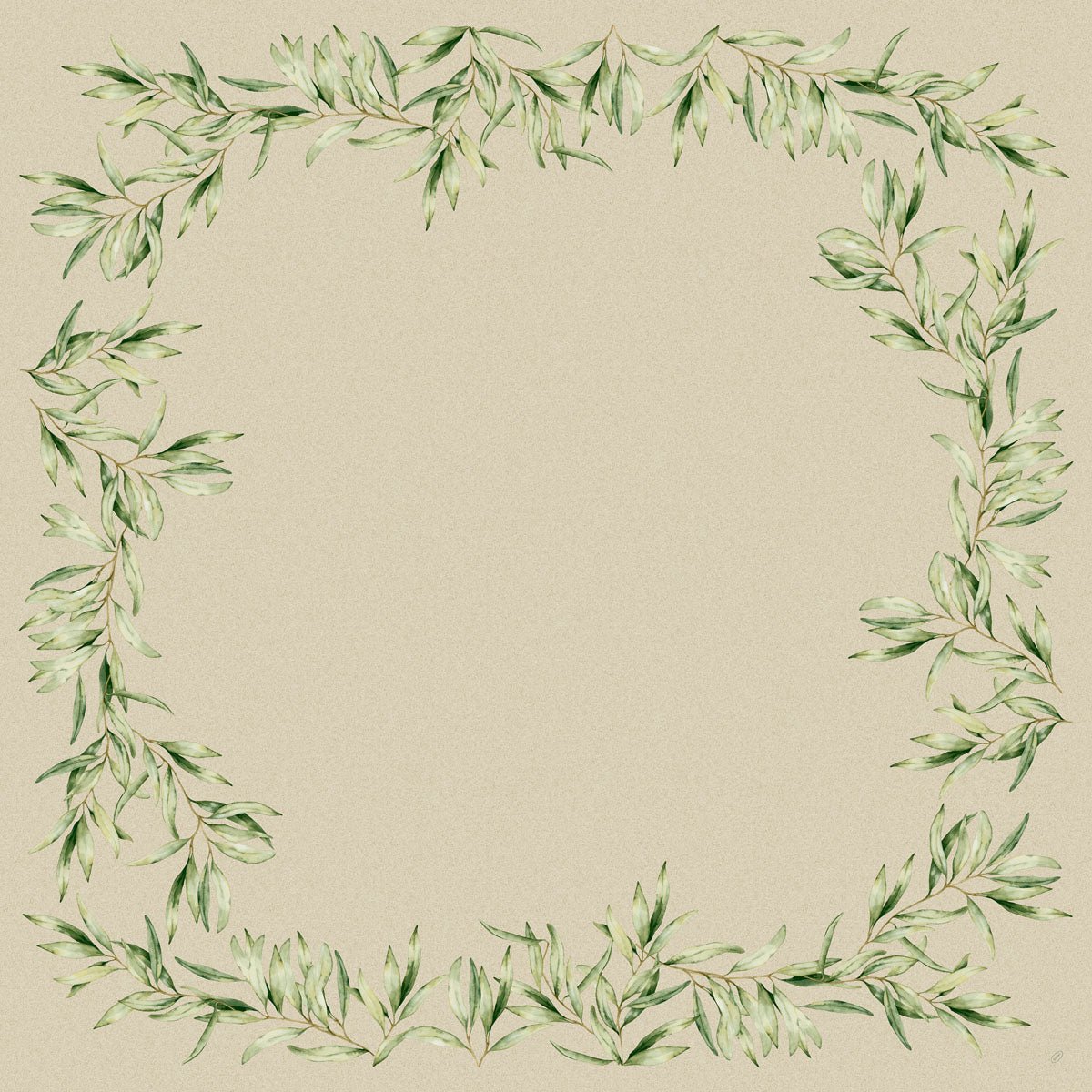 The Dunicel table covers 84 x 84 cm Foliage by Duni GmbH have a square beige design with a green leaf border that beautifully frames your table decoration. Delivered in packs of 100 pieces, ideal for stylish table decoration.