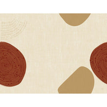 The Dunicel placemats 30 x 40 cm Earthy by Duni GmbH feature abstract brown and light brown shapes with wood grain and stitching effects, ideal as modern table decoration. Each pack contains 100 pieces.
