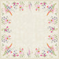 A square frame with colorful watercolor flowers in the Floret design and green leaves highlights an empty, subtly textured beige center - ideal for the Dunicel tablecloth 84x84 cm Floret (pack of 20 pieces) by Duni GmbH as an elegant table decoration.