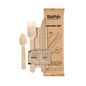 The 6/1 cutlery set from Duni GmbH made of naturally waxed wood includes a fork, knife, coffee spoon, napkin, as well as salt and pepper sachets - environmentally friendly packaged in BioPak design, ideal for on the go. Pack of 250 pieces.