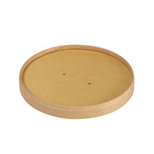A round, flat, brown lid carton Ronda WIDE by Duni GmbH (FSC/PLA, 500/700ml, 150x150x17mm) - ideal for sustainable packaging. Package contains 50 pieces. Pictured on a white background with two middle holes.