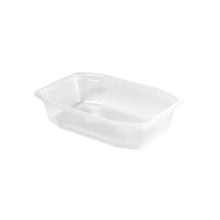 The PP bowl HMR Transparent PP 215x148 from Duni GmbH is a rectangular, transparent food bowl made of polypropylene with slightly rounded corners, photographed against a white background.