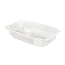 The PP bowl HMR Transparent PP 215x148 from Duni GmbH is a clear, rectangular food bowl made of polypropylene with beveled sides and rounded corners - ideal for versatile applications.