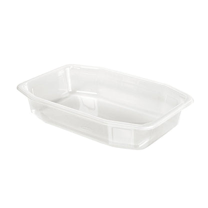 The PP bowl HMR Transparent PP 215x148 from Duni GmbH is a clear, rectangular food bowl made of polypropylene with beveled sides and rounded corners - ideal for versatile applications.