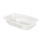 The PP bowl HMR Transparent PP 215x148 from Duni GmbH is a clear, rectangular food bowl made of polypropylene with beveled sides and rounded corners - ideal for versatile applications.