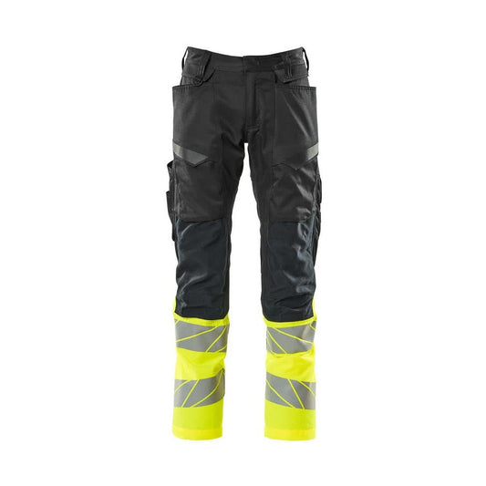 Pants with knee pockets, stretch inserts pants