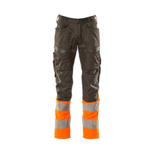 Trousers with knee pockets, stretch inserts trousers, dark anthracite/hi-vis orange