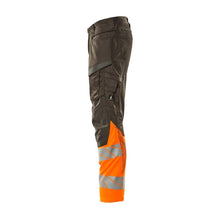 Trousers with knee pockets, stretch inserts trousers, dark anthracite/hi-vis orange