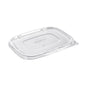 The Duni GmbH RPET Lid Cube 900/1200 ml is a transparent, rectangular rPET lid (217x163x11 mm) with a raised edge, ideal for food packaging. Delivered in packs of 50 pieces.