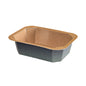 The Forum bowl printed paper/PE by Duni GmbH is a brown, rectangular cardboard tray with slanted sides and a wide rim, perfect for food packaging. Depicted empty on a white background, it highlights its versatile design.