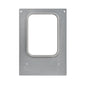 A rectangular metal plate with a central, rounded-rectangular cutout and four corner screw holes, resembling parts of the Duni GmbH cassette DF10/20 for Forum Bowl 785 ml (package, 1 piece), photographed on a white background.