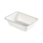 The CPET Take-Away small White CPET from Duni GmbH is a white, rectangular enamel dish with rounded corners and beveled sides, which is perfect as a microwave-safe or heat-resistant take-away container, depicted on a white background.