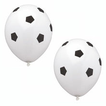 Two PAPSTAR balloons "Soccer" (Ø 29 cm) from PAPSTAR GmbH with black soccer ball pattern are perfect as party decorations for children's birthdays; available in a bag of 8 pieces - ideal for soccer parties.
