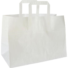 A simple white takeaway bag (alternative item 194085) made of FSC-certified paper from Duni GmbH, 350x170x270 mm with two rectangular handles, stands upright on a white background. The package contains 200 pieces.