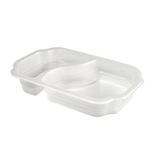 The Duni GmbH PP Take-Away 2 Transparent PP 250x159x45 is a white, two-part disposable food tray (246 pieces/pack), ideal for environmentally friendly storage and takeaway, depicted on a solid-colored background.