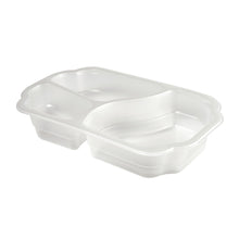 The PP bowl Take-Away 3 Transparent PP 250x159x48 from Duni GmbH is a food bowl with three compartments, perfect for serving or storing different foods as a practical food packaging. The package contains 246 pieces.