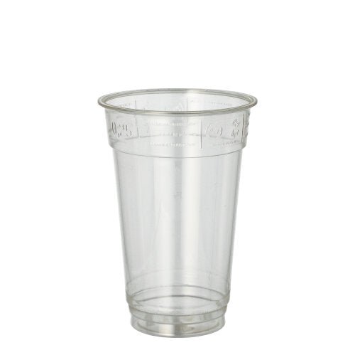 A Starpak 50 drinking cup "Hurricane" made of crystal-clear PET from Starpak stands upright against a plain white background.
