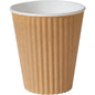 The Duni GmbH Triple Wall Thermo Cup 350 ml in brown PAP/PLA, here with a white interior on a plain background, offers an environmentally friendly way to enjoy beverages; available in packs of 30 pieces.