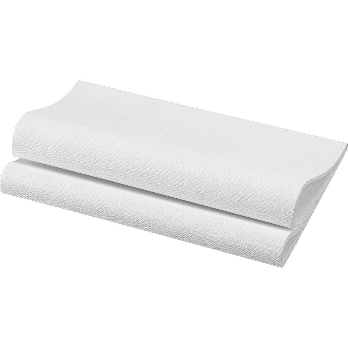 Two Bio-Dunisoft napkins 40 x 40 cm 1/4 fold from Duni GmbH are stacked and folded on a flat surface with a white background, offering a luxurious and at the same time biodegradable table decoration.