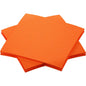 A stack of brightly orange Duni GmbH Dunisoft napkins 20 x 20 cm is arranged in an overlapping pattern on a white background, bringing stylish elegance to any set table.