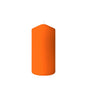 A pillar candle (150 x 70 mm) by Duni GmbH with a smooth, orange surface and unburned wick stands upright on a plain white background, offering up to 50 hours of burn time for a cozy ambiance.