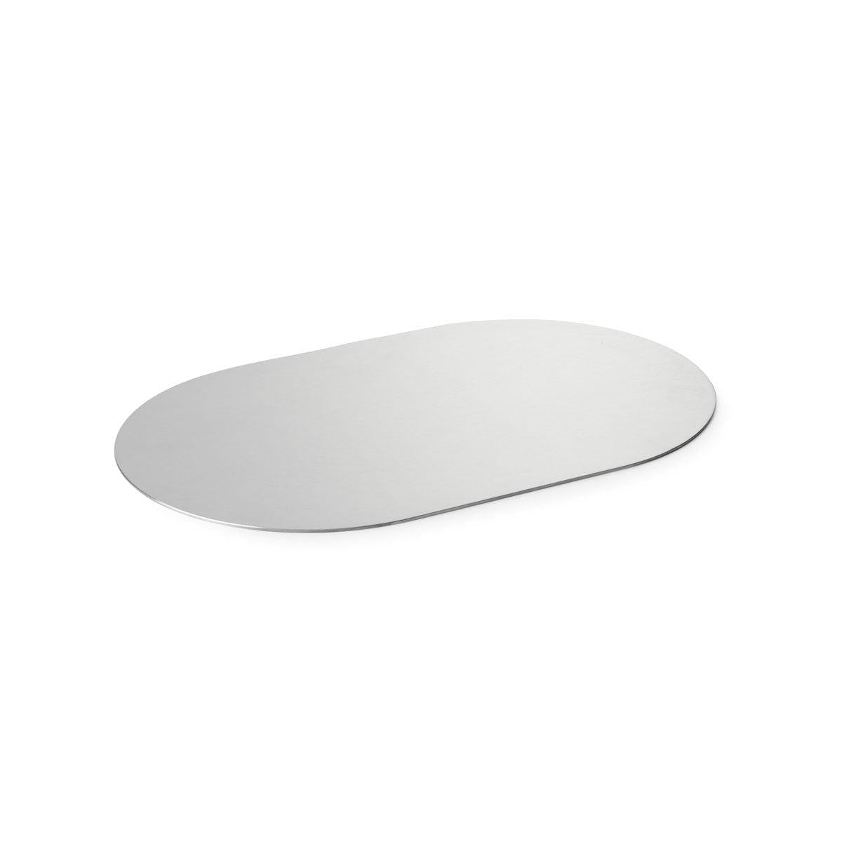 The Duni GmbH serving and decoration tray 37x23 cm in Lake - High-quality design (1 piece) features a flat, elegant silver surface, ideal as a silver serving tray for stylish presentation or decoration.
