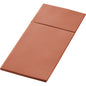 The Duniletto 480 x 400 mm from Duni GmbH is a folded, rectangular coaster in light brown or terracotta with a texture pattern - a stylish table accessory and practical cutlery pouch for any set table.