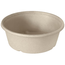 The Classic Bowl 600 ml from Duni GmbH made of uncoated brown bagasse (154x154x56 mm, 40 pieces/pack) is an environmentally friendly disposable bowl in beige and round, presented empty against a white background.