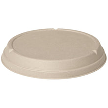The Bagasse Lid Classic 800-1200 ml from Duni GmbH is a brown, round lid made of sustainable bagasse with a flat surface and three small notches on a white background - perfect for eco-friendly packaging (Pack, 40 pieces).