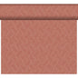 The Dunicel table runner Tête-à-Tête by Duni GmbH (24 m x 0.4 m, 20 sections) features a geometric, white, interlocking line pattern on muted reddish-brown, ideal for a stylish table decoration or creative inspiration.