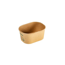 The Duni GmbH cardboard box BRICK MINI 250 ml made of brown FSC/PLA cardboard (108x80x50 mm) has slightly curved sides and a green print on one side. The photo shows it on a white background. Pack of 60 pieces.